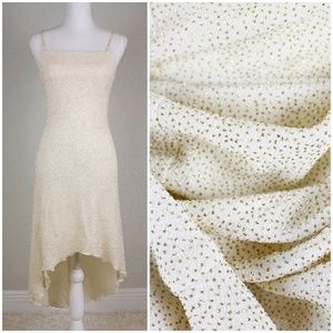 Vintage 90s Cream/Gold Glitter High-Low Prom Dress